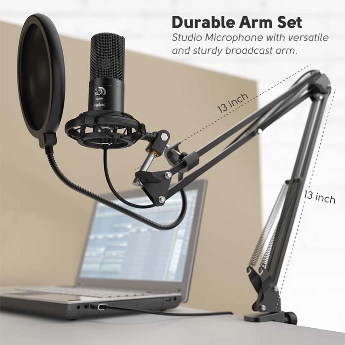 Kit micro USB: microphone condensateur, bras ciseaux réglable - Voix s –